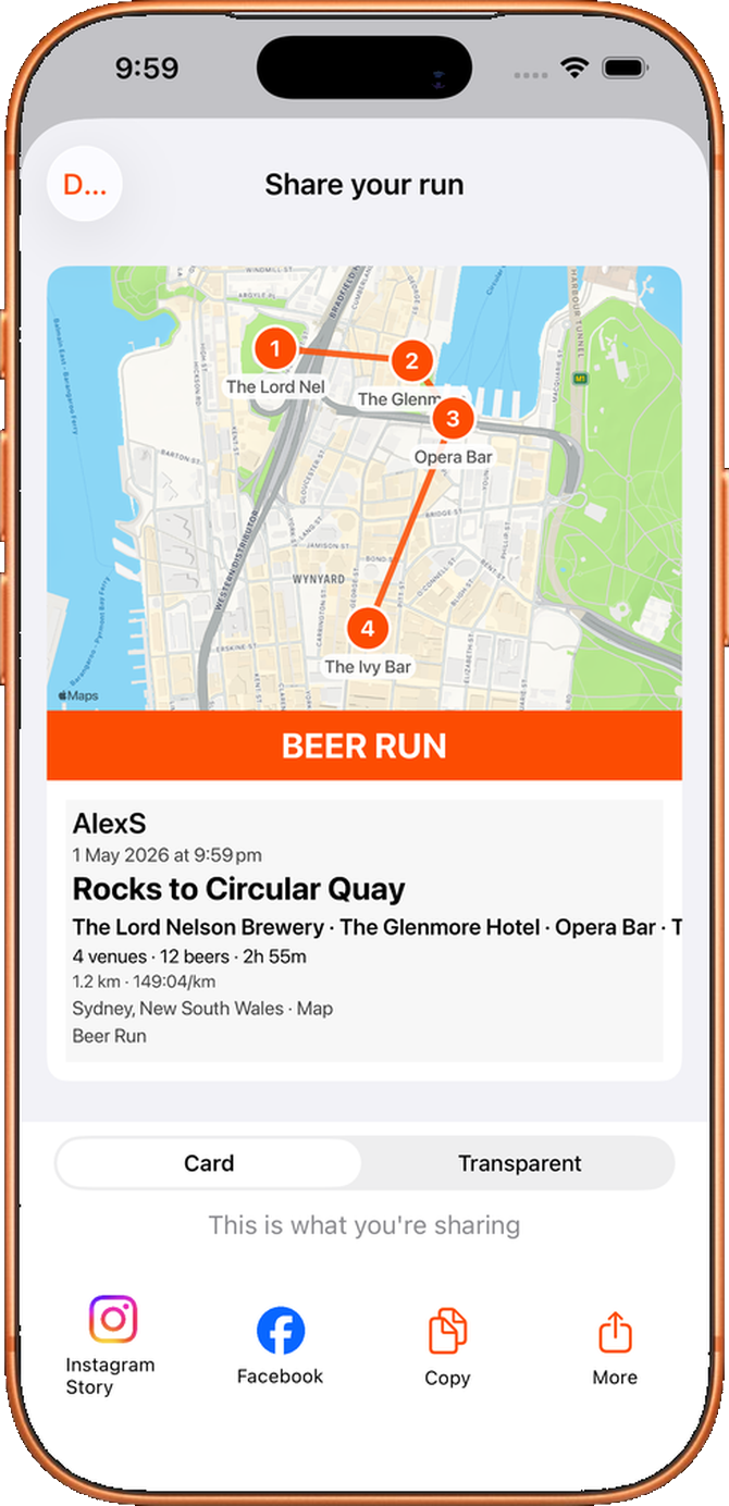 Beer Run share your run summary